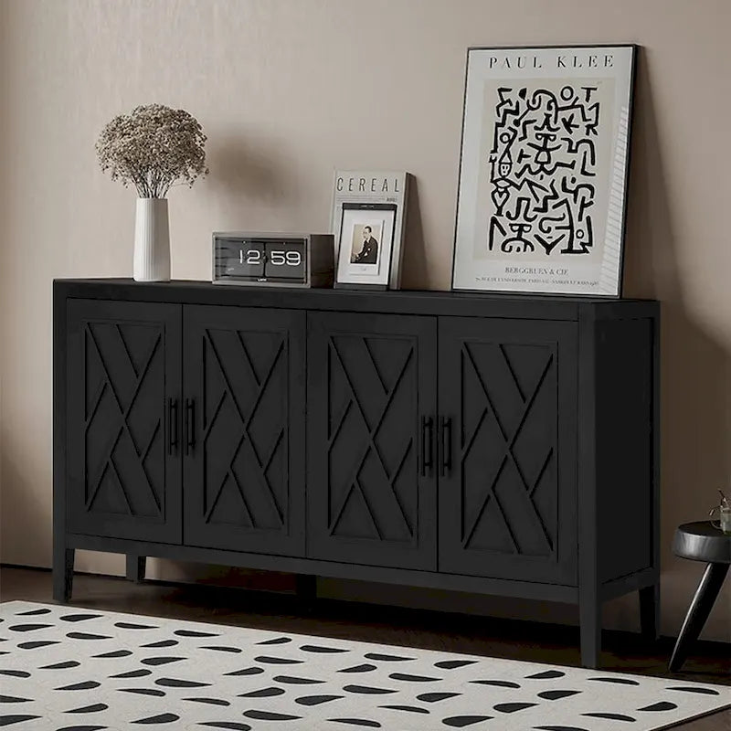 4 Door Wooden Storage Sideboard Cabinet with Adjustable Shelf 59.84 in.