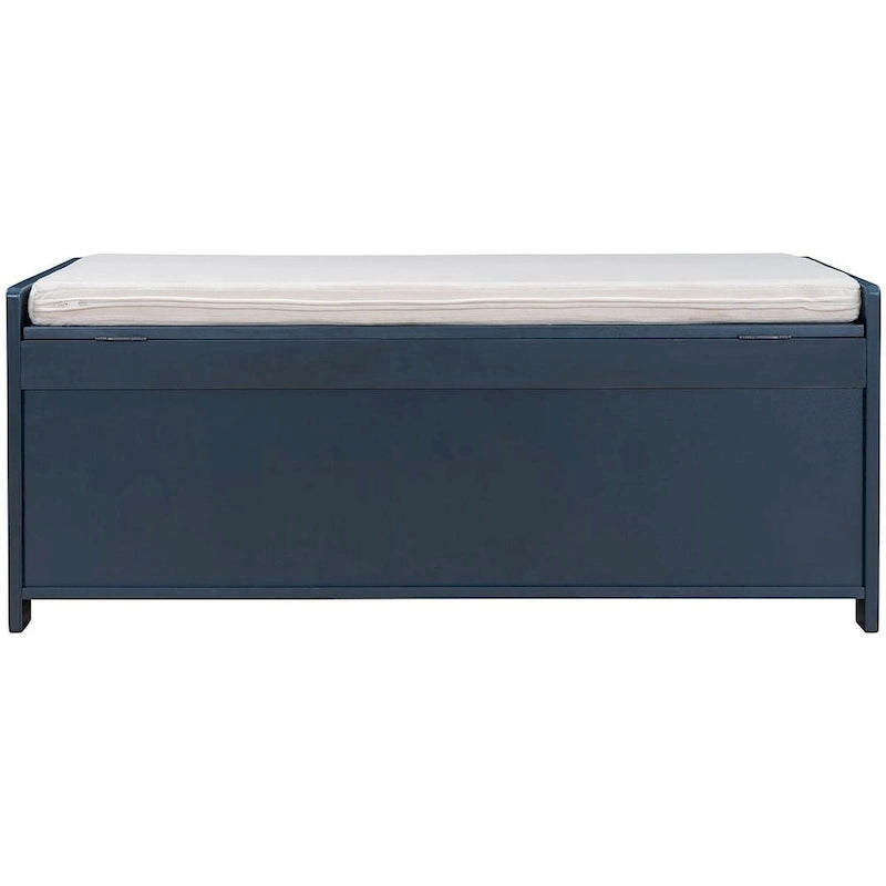 Wooden Storage Bench with Cushion 2 Cabinet Doors and Hidden Compartment