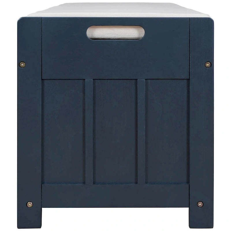 Wooden Storage Bench with Cushion 2 Cabinet Doors and Hidden Compartment