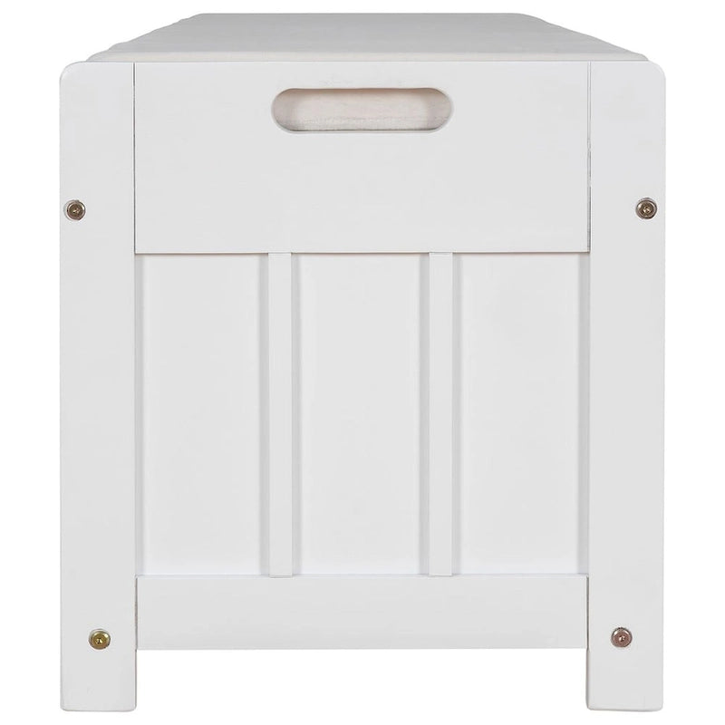 Wooden Storage Bench with Cushion 2 Cabinet Doors and Hidden Compartment