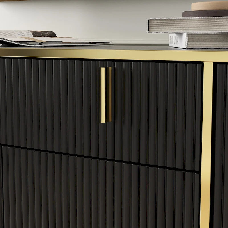 Modern Sideboard Kitchen Cabinet with 2 Drawers and 3 Closed Compartments