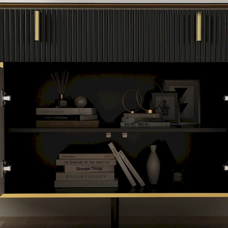 Modern Sideboard Kitchen Cabinet with 2 Drawers and 3 Closed Compartments