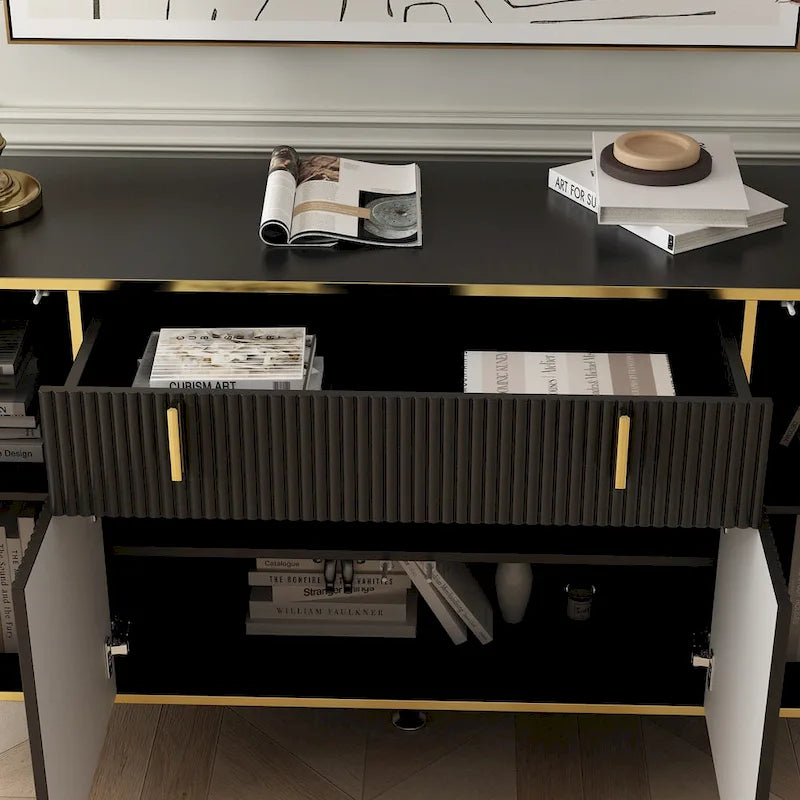 Modern Sideboard Kitchen Cabinet with 2 Drawers and 3 Closed Compartments