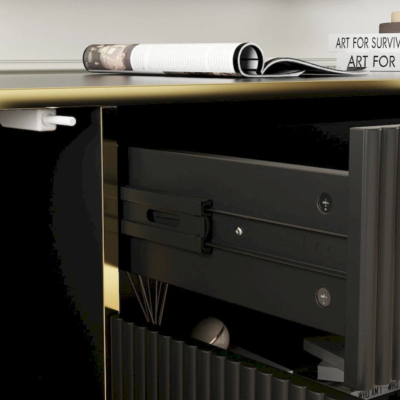 Modern Sideboard Kitchen Cabinet with 2 Drawers and 3 Closed Compartments