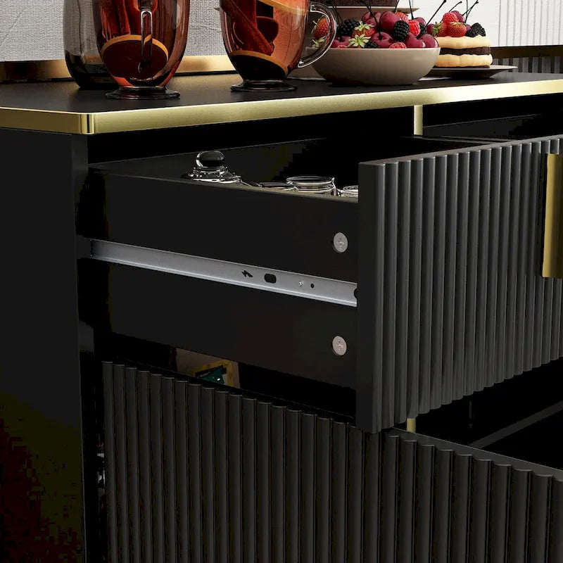 Modern Sideboard Kitchen Cabinet with 2 Drawers and 3 Closed Compartments