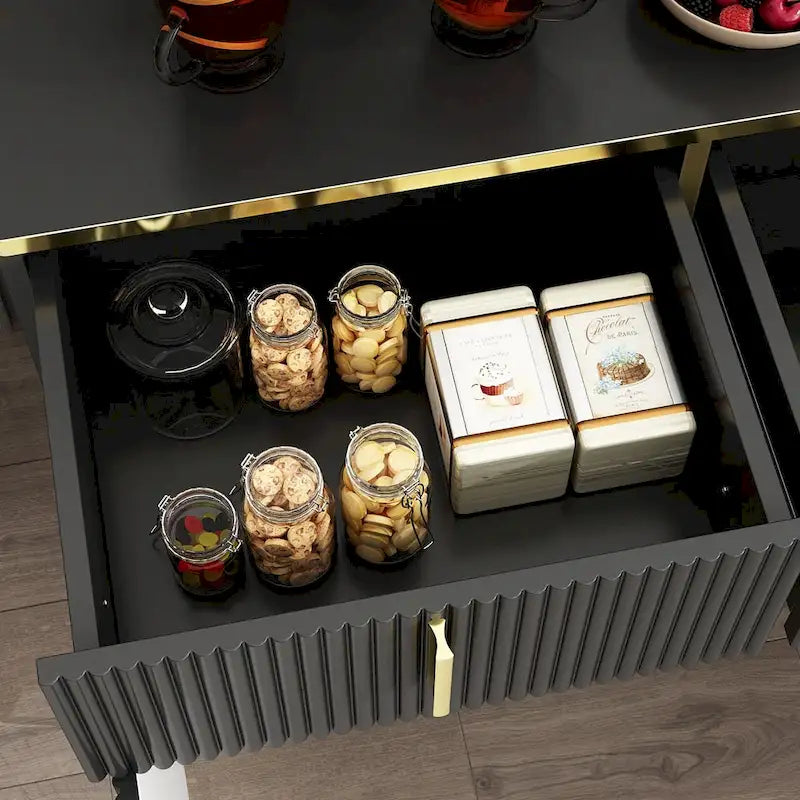 Modern Sideboard Kitchen Cabinet with 2 Drawers and 3 Closed Compartments