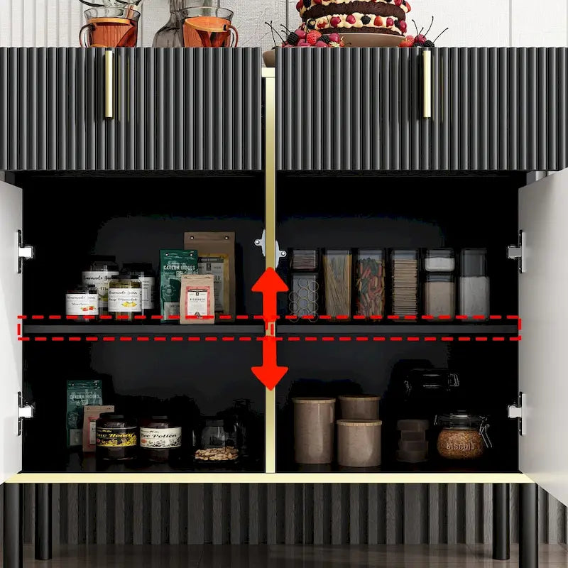 Modern Sideboard Kitchen Cabinet with 2 Drawers and 3 Closed Compartments