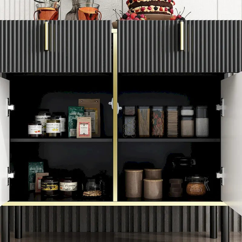 Modern Sideboard Kitchen Cabinet with 2 Drawers and 3 Closed Compartments