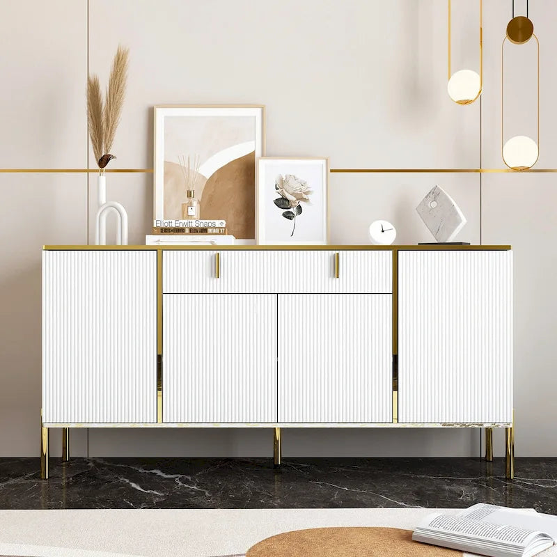 Modern Sideboard Kitchen Cabinet with 2 Drawers and 3 Closed Compartments