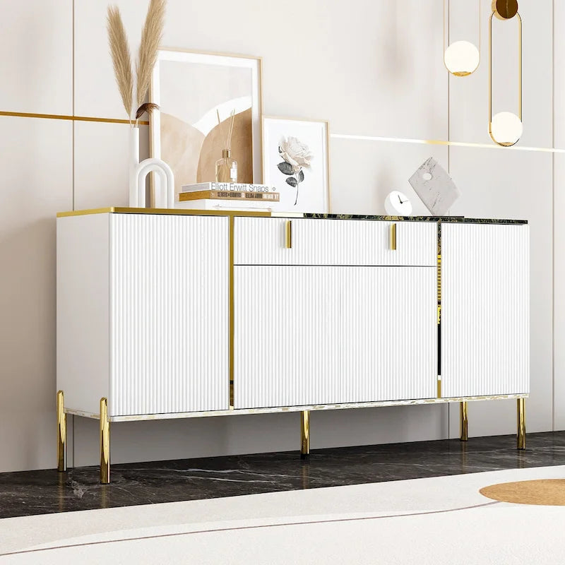 Modern Sideboard Kitchen Cabinet with 2 Drawers and 3 Closed Compartments