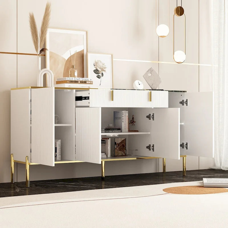 Modern Sideboard Kitchen Cabinet with 2 Drawers and 3 Closed Compartments