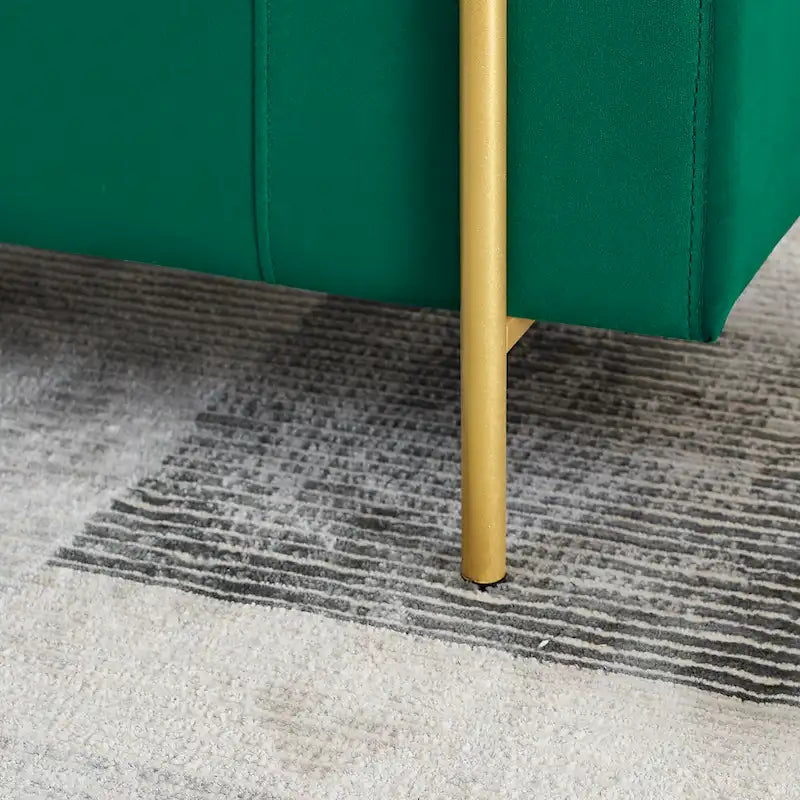 Upholstered Velvet Storage Bench with Gold Metal Legs and Storage Space