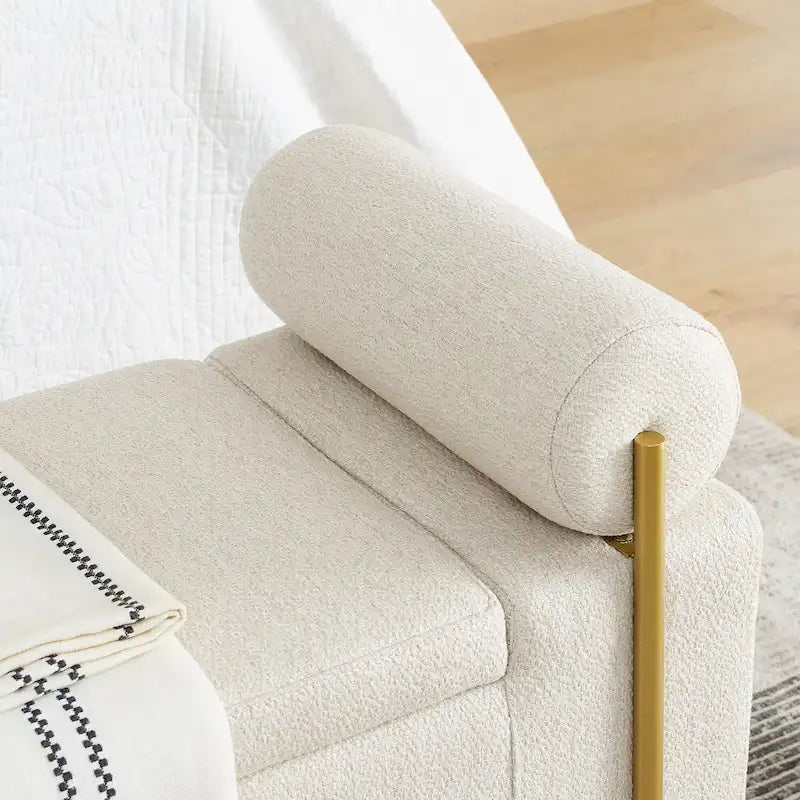 Upholstered Velvet Storage Bench with Gold Metal Legs and Storage Space
