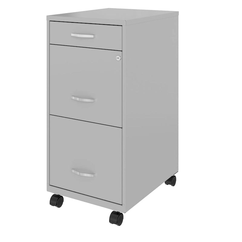 3 Drawer Metal File Cabinet with Lock and Wheels Fits Under Desk