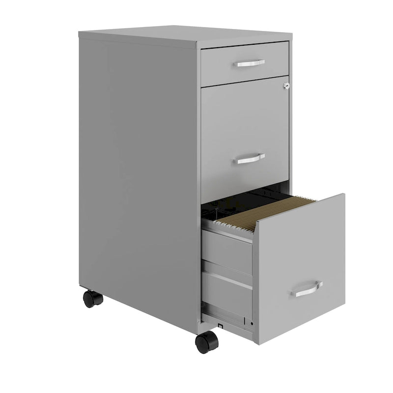 3 Drawer Metal File Cabinet with Lock and Wheels Fits Under Desk
