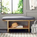 Entryway Bench with Open Shelf Cushioned Seat and Wood Base 42W x 15D x 18H in.