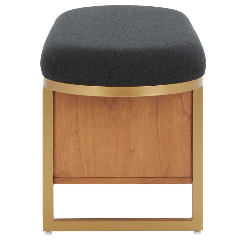 Entryway Bench with Open Shelf Cushioned Seat and Wood Base 42W x 15D x 18H in.