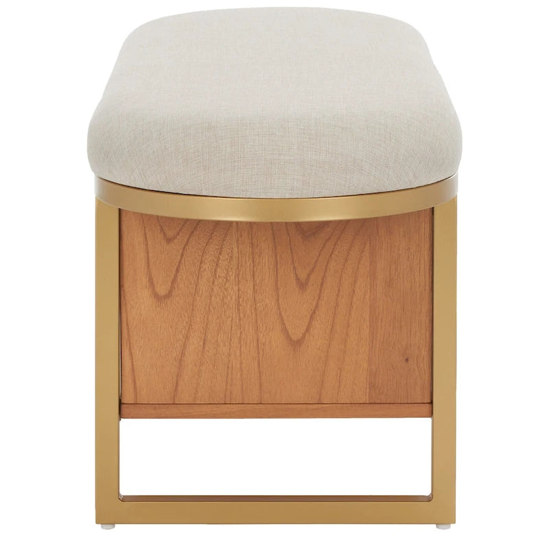 Entryway Bench with Open Shelf Cushioned Seat and Wood Base 42W x 15D x 18H in.
