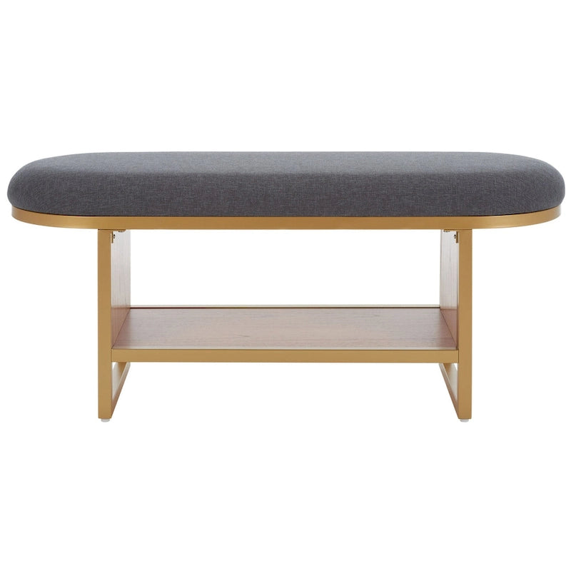 Entryway Bench with Open Shelf Cushioned Seat and Wood Base 42W x 15D x 18H in.