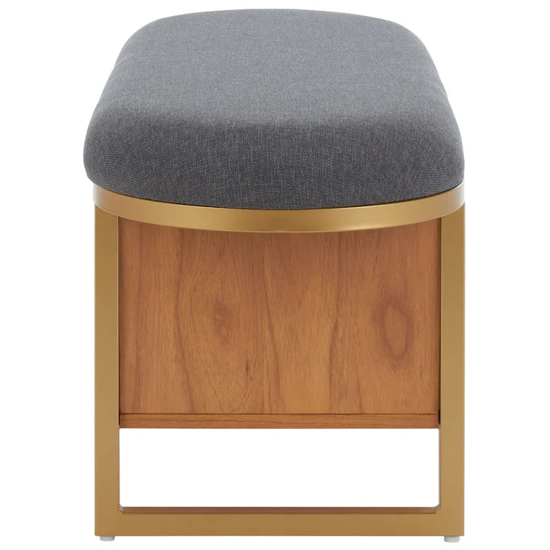 Entryway Bench with Open Shelf Cushioned Seat and Wood Base 42W x 15D x 18H in.