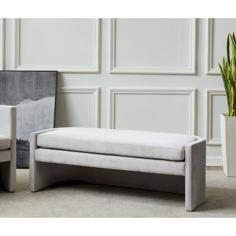 Curved Velvet Bench with Open Base 55W x 22D x 20H inches