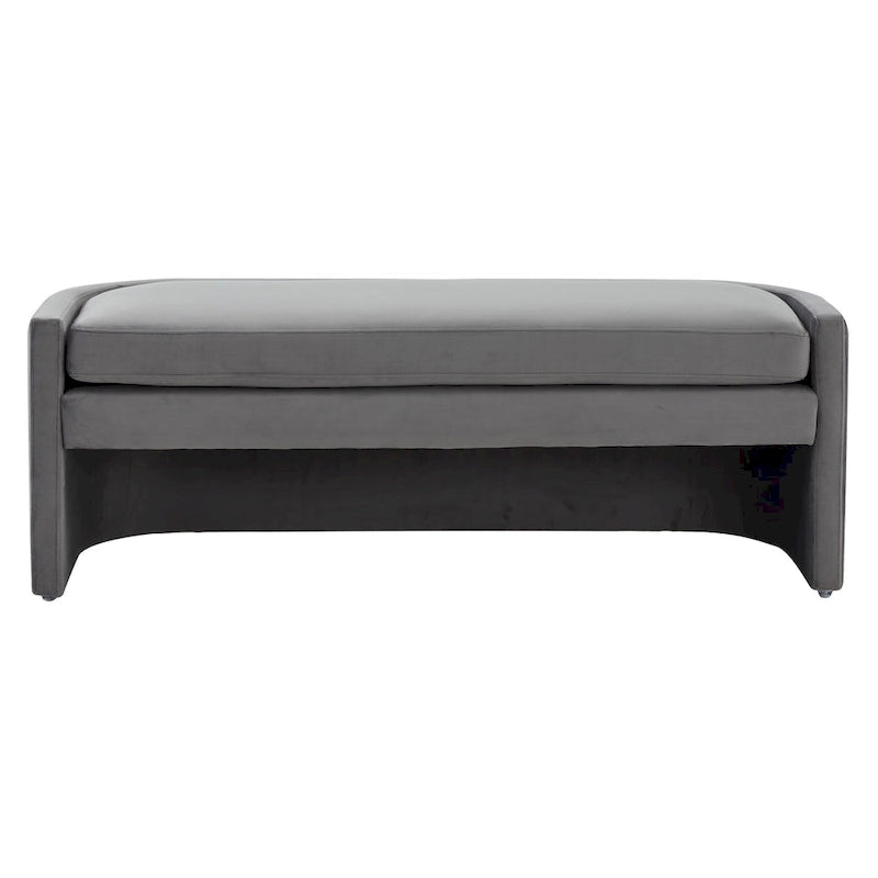 Curved Velvet Bench with Open Base 55W x 22D x 20H inches