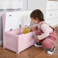 2-in-1 Wooden Kids Toy Storage Box and Seat Bench with Safety Lid Rod