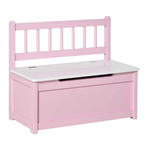 2-in-1 Wooden Kids Toy Storage Box and Seat Bench with Safety Lid Rod