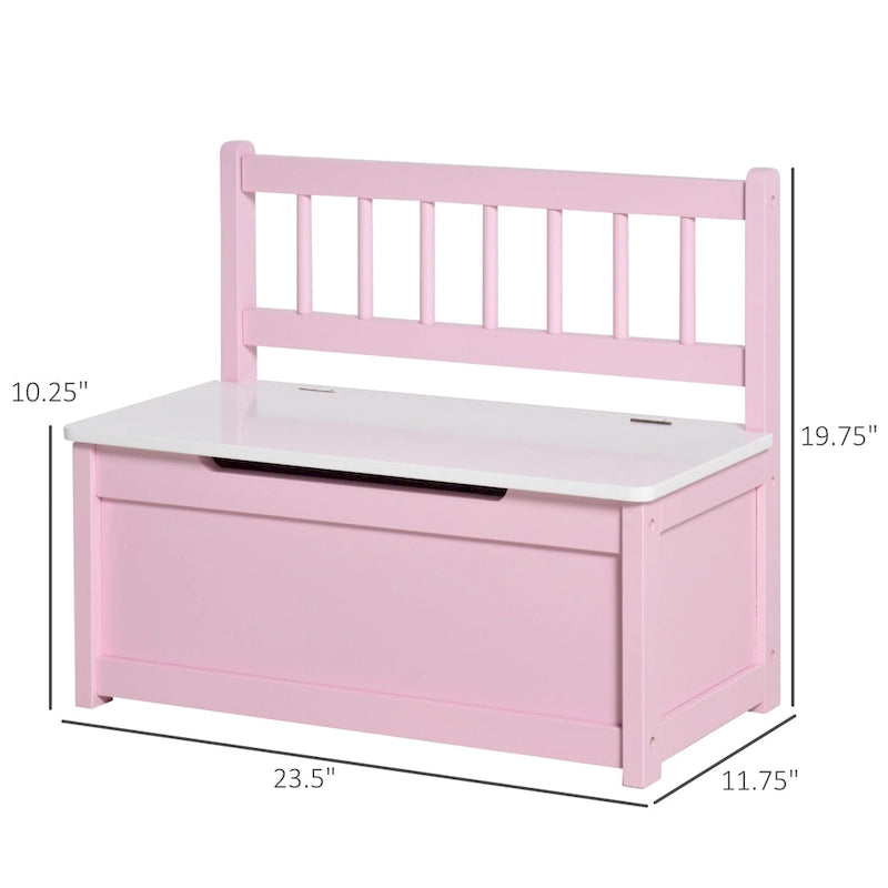 2-in-1 Wooden Kids Toy Storage Box and Seat Bench with Safety Lid Rod