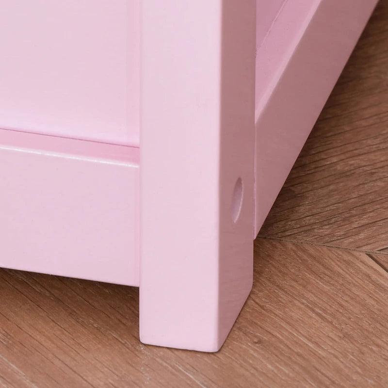 2-in-1 Wooden Kids Toy Storage Box and Seat Bench with Safety Lid Rod