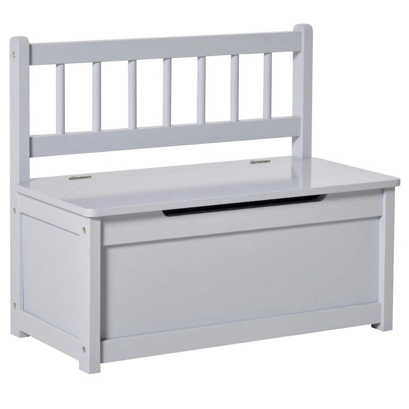 2-in-1 Wooden Kids Toy Storage Box and Seat Bench with Safety Lid Rod