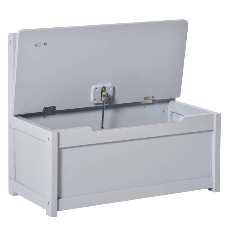 2-in-1 Wooden Kids Toy Storage Box and Seat Bench with Safety Lid Rod