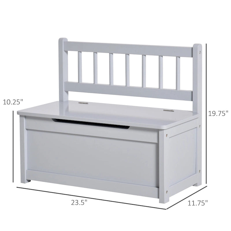 2-in-1 Wooden Kids Toy Storage Box and Seat Bench with Safety Lid Rod