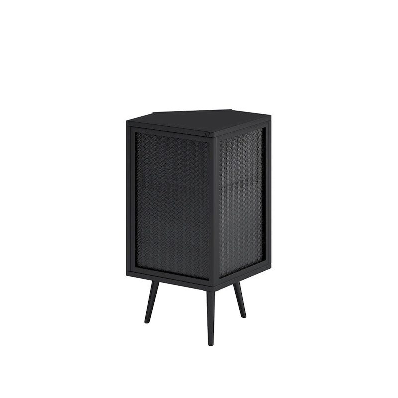 Metal Floor Corner Cabinet with Glass Door and Adjustable Shelf 31.5 in.