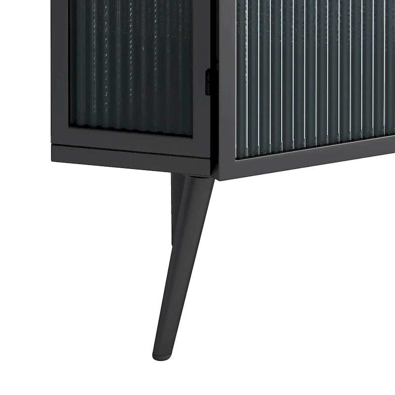 Metal Floor Corner Cabinet with Glass Door and Adjustable Shelf 31.5 in.