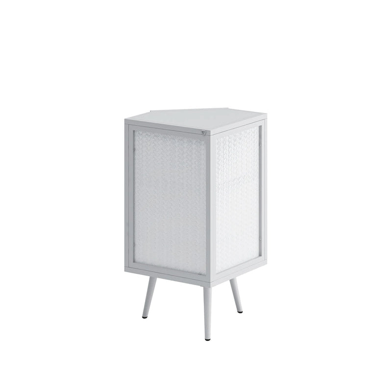 Metal Floor Corner Cabinet with Glass Door and Adjustable Shelf 31.5 in.