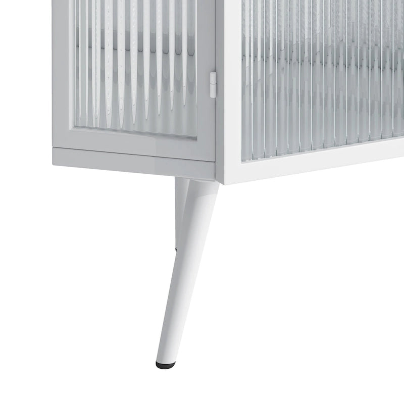 Metal Floor Corner Cabinet with Glass Door and Adjustable Shelf 31.5 in.