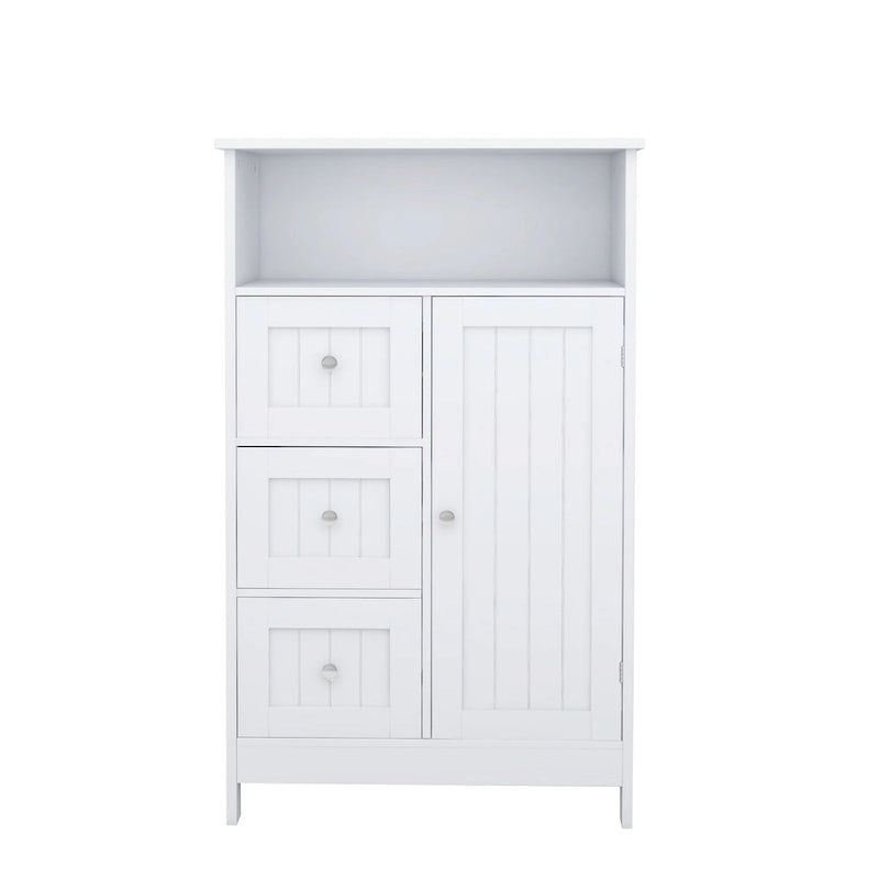 Bathroom Standing Storage Cabinet with 3 Drawers and 1 Door White
