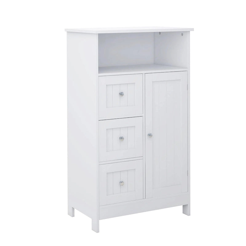 Bathroom Standing Storage Cabinet with 3 Drawers and 1 Door White