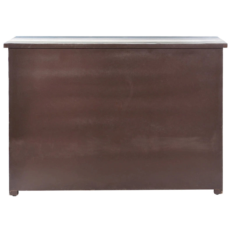 Espresso 3 Door Credenza with Chevron Pattern and Fixed Interior Shelf
