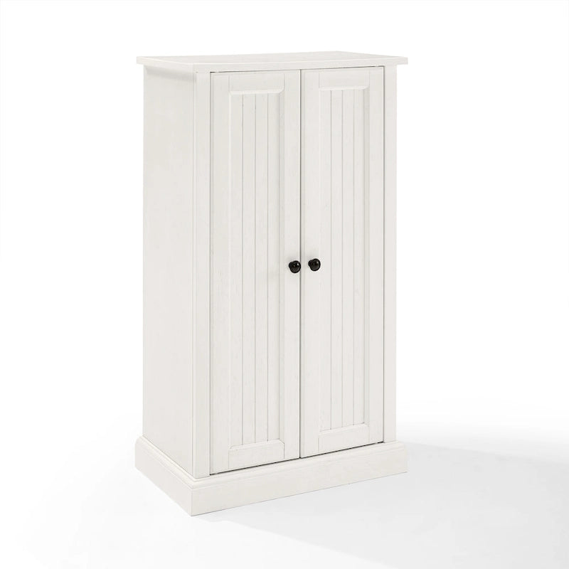 Coastal Style Accent Cabinet with Beadboard Doors and 4 Adjustable Shelves White