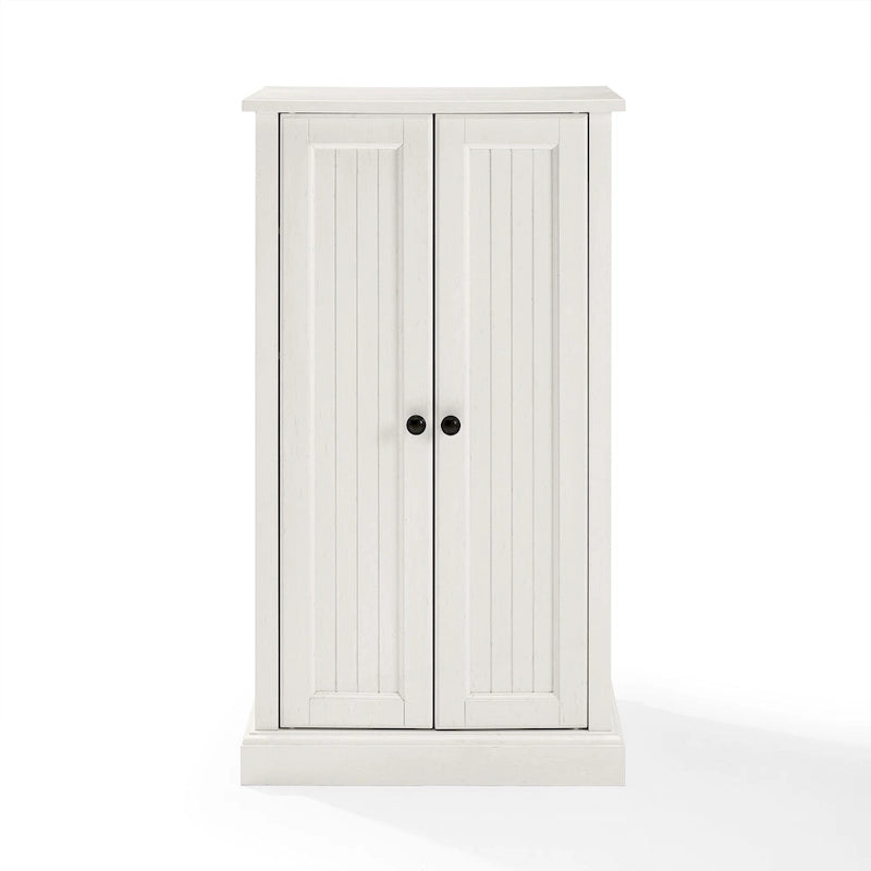 Coastal Style Accent Cabinet with Beadboard Doors and 4 Adjustable Shelves White