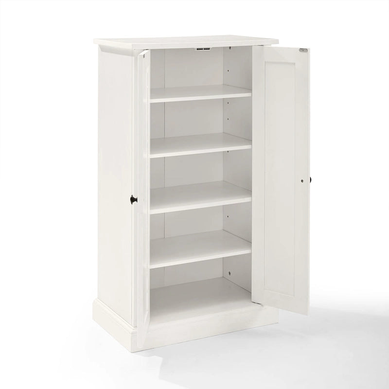 Coastal Style Accent Cabinet with Beadboard Doors and 4 Adjustable Shelves White