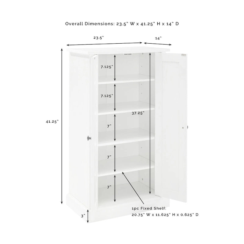 Coastal Style Accent Cabinet with Beadboard Doors and 4 Adjustable Shelves White