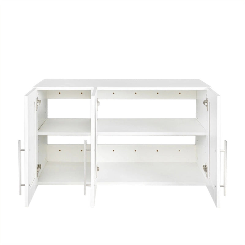 Stackable Wall Mounted Storage Cabinet with Movable Shelves White