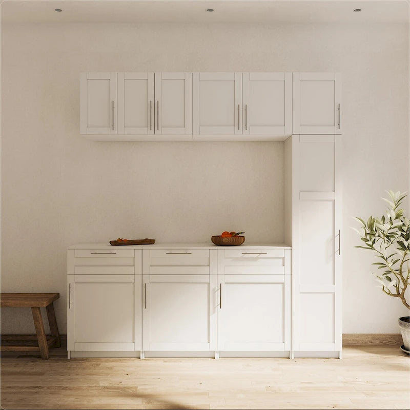 Stackable Wall Mounted Storage Cabinet with Movable Shelves White