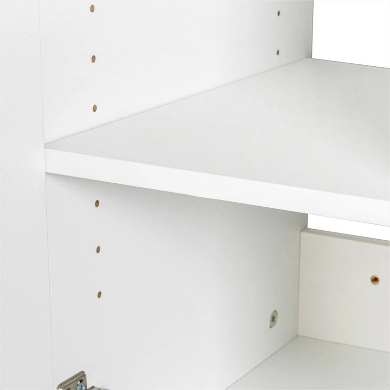 Stackable Wall Mounted Storage Cabinet with Movable Shelves White