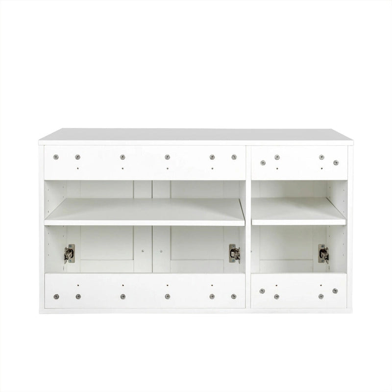 Stackable Wall Mounted Storage Cabinet with Movable Shelves White