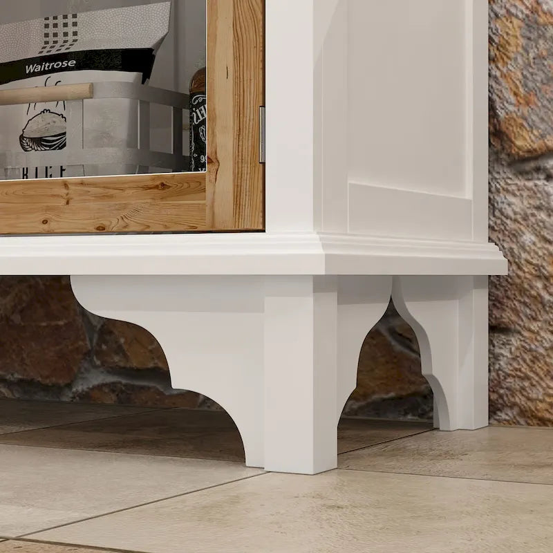 Retro Style Carved Sideboard Cabinet with Acrylic Glass Doors 60.2 in.