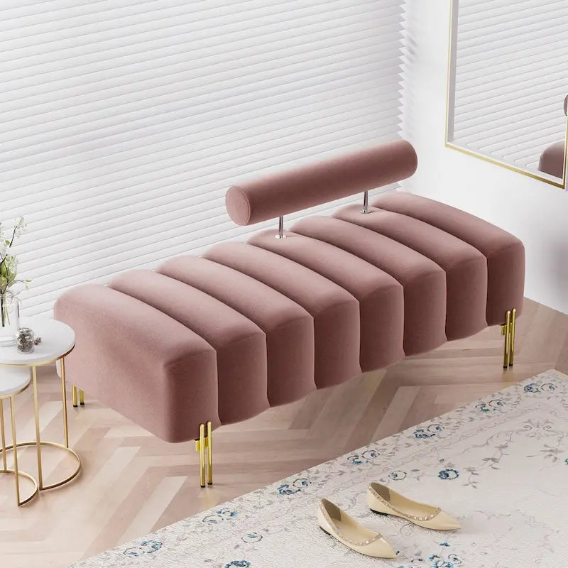 Modern Fabric Upholstered Window Bench with Adjustable Backrest, 52 in., 360 lbs